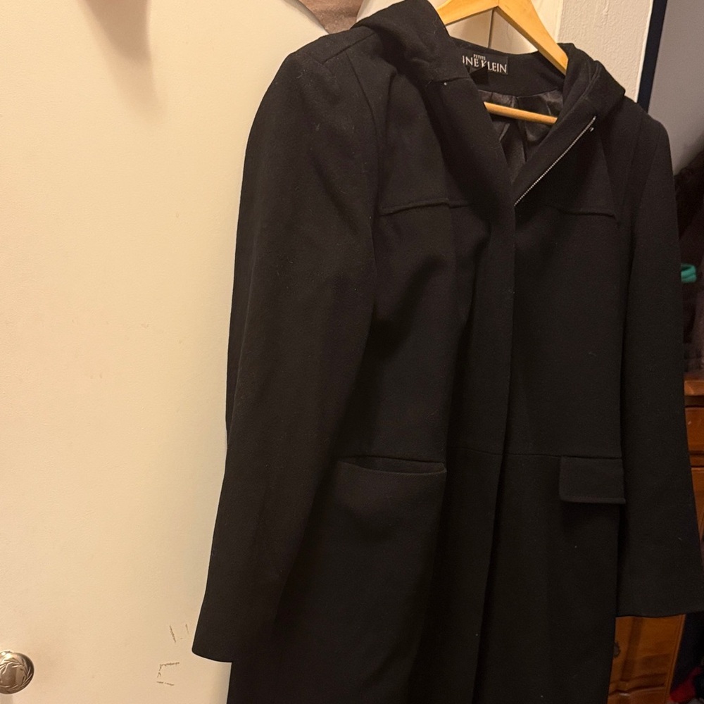 Anne Klein Elegant Black Hooded Jacket